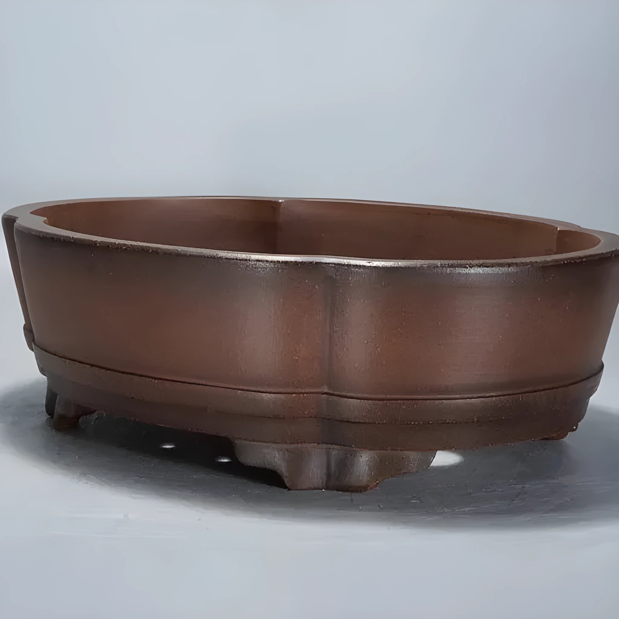 Classical purple clay bonsai flower pot with old pile textured finish