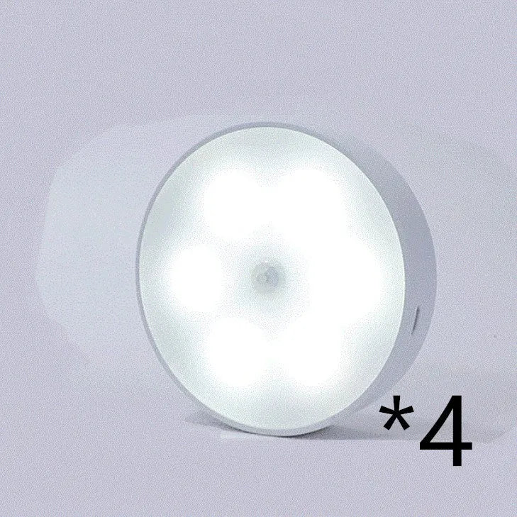 Round USB rechargeable wireless LED motion sensor puck light with ABS housing, 18x86mm, warm white light