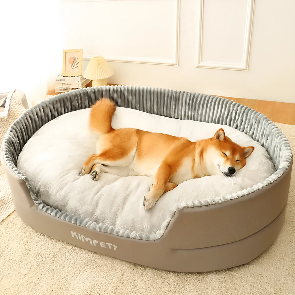 Washable cotton pet bed cushion in neutral pad colour with waterproof fabric for dogs