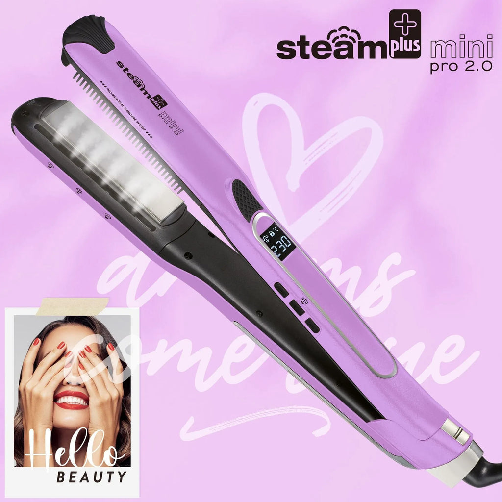 Mini steam splint hair straightener in champagne colour with curling and straightening functions