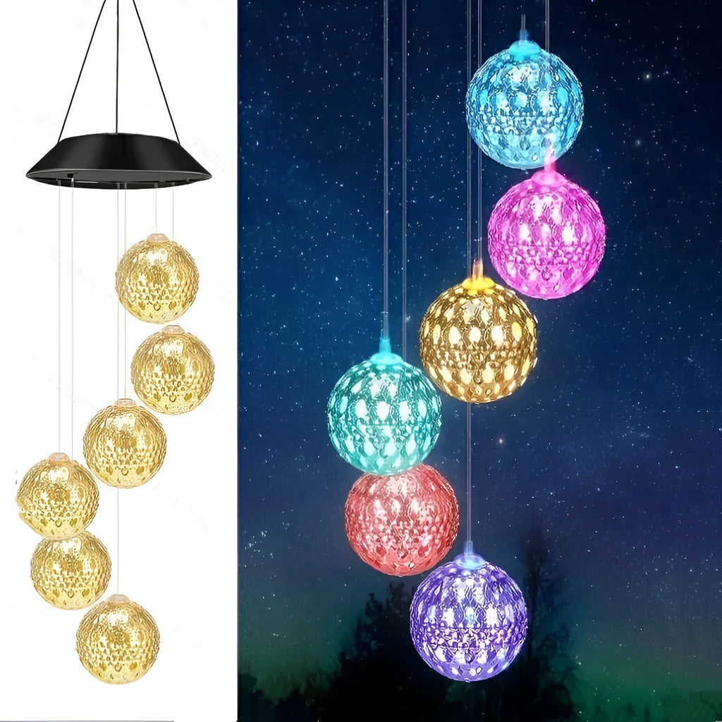 Solar wind chime LED garden lamp in APS resin plastic with solar panel and Ni-MH battery for outdoor courtyard decoration