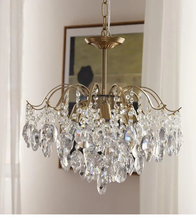 Full spectrum eye protection retro crystal chandelier with amber crystals for living room dining room