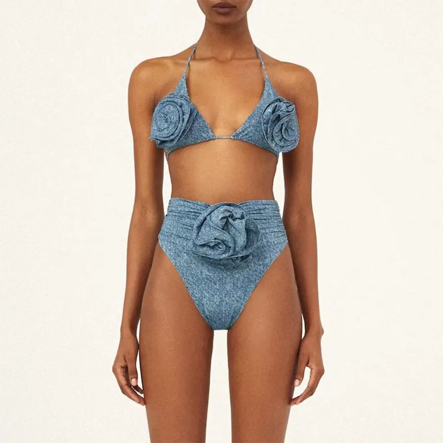 Women's one-shoulder cowboy style one-piece swimsuit in nylon fabric.