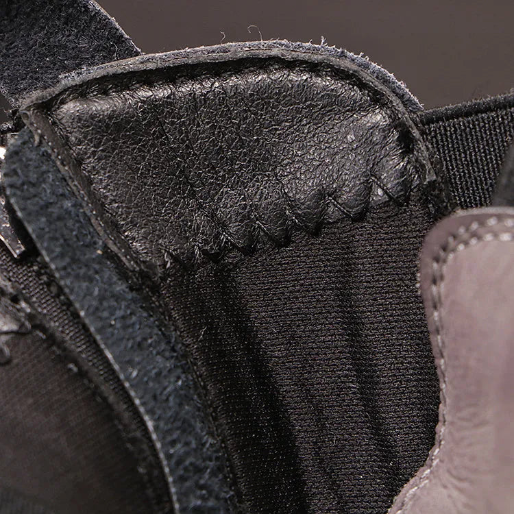 Men's casual shoes in black, microfiber leather upper, rubber sole, middle heel, England style