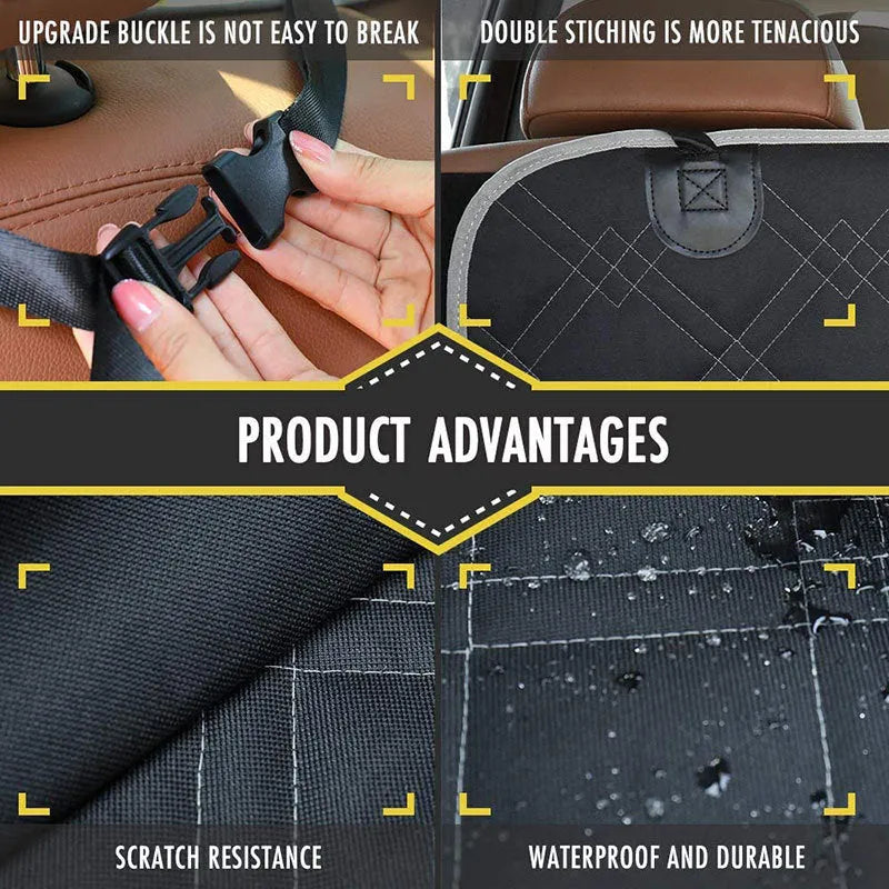 Black car trunk pet mat 185x103cm made from 600D Oxford cloth with pocket storage for dog travel
