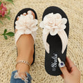 Floral pattern flip-flop beach shoes with EVA sole in beige, red, black or green colours