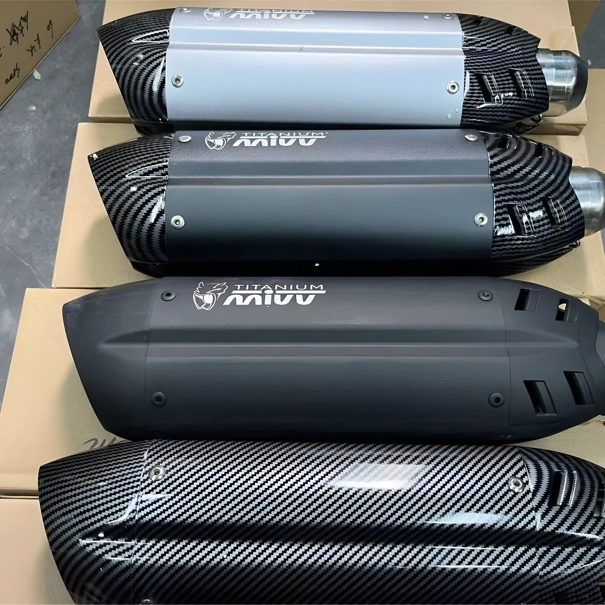 Stainless steel motorcycle exhaust modification kit with 51mm interface and hexagonal design