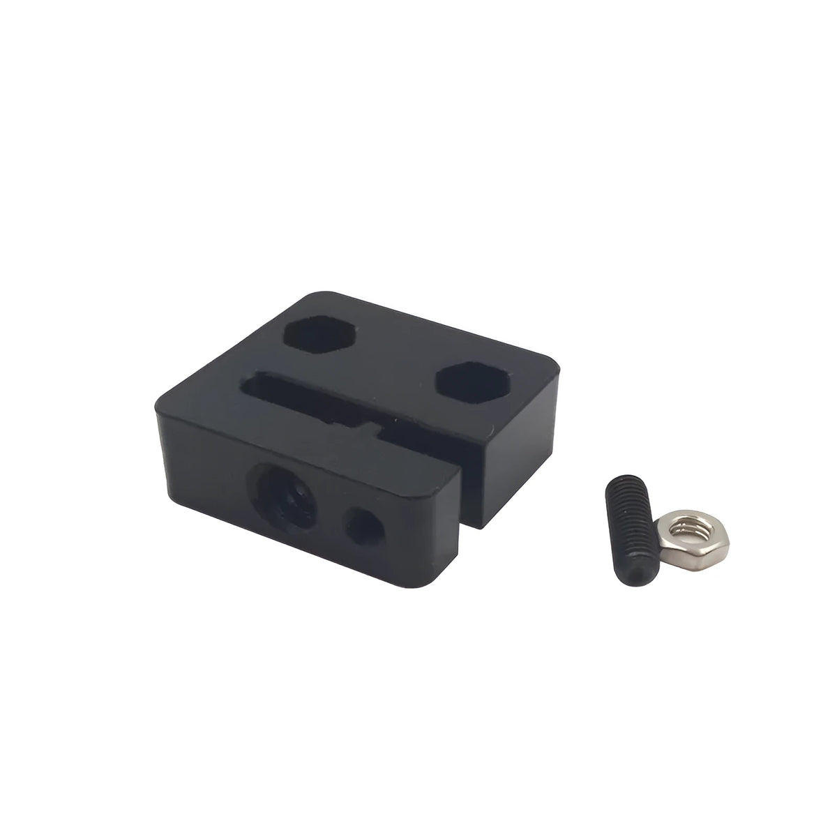 Black POM anti-backlash nut block with TR8x8 thread, T12 x 33 x 34 mm, for 3D printer and OpenBuilds.