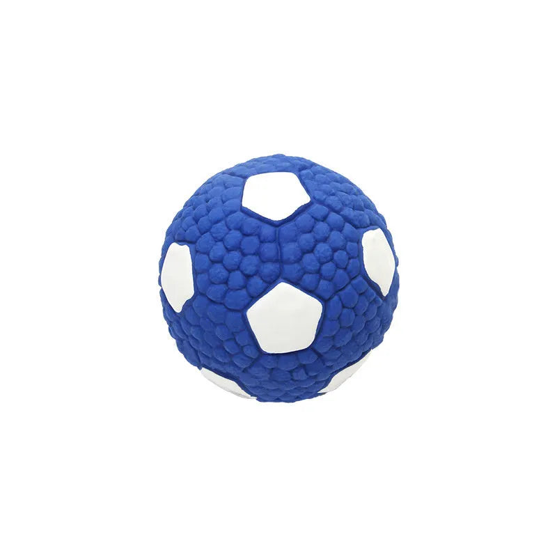 Latex dog toy ball in football shape with sound feature for interactive play, 9.5cm size