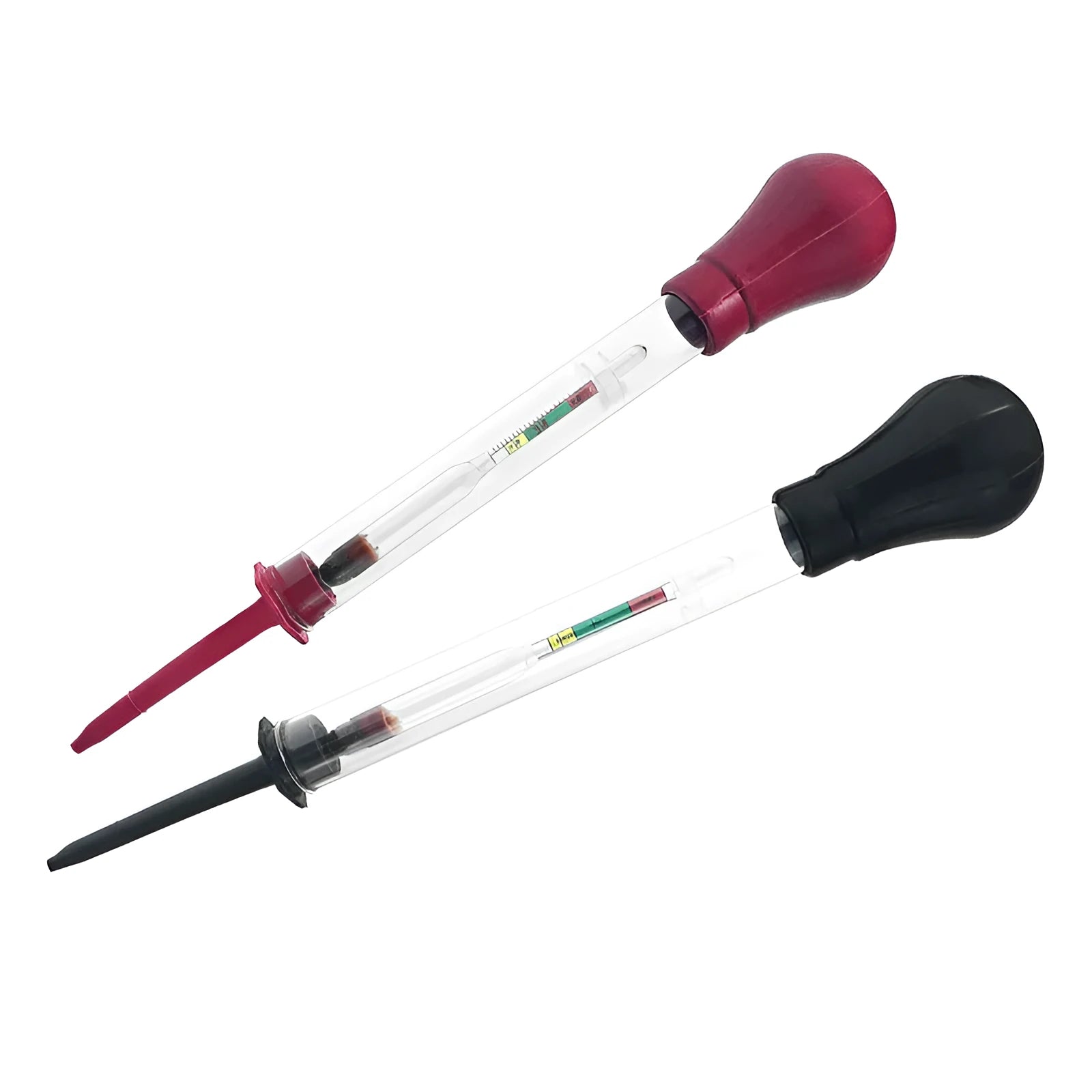 Electrohydraulic battery hydrometer with glass construction and measurement scale for electrolyte density testing