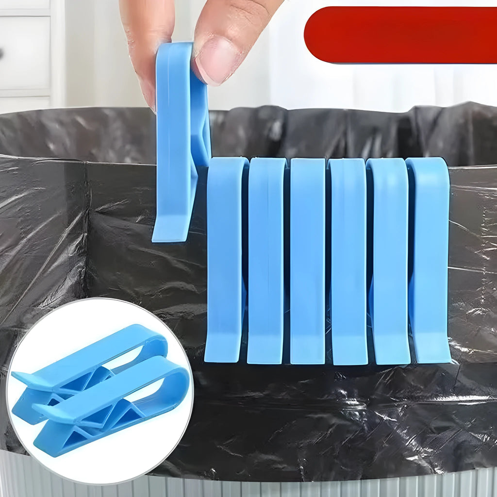 White PP plastic non-slip clip for fixing a bin liner to the side of a kitchen rubbish bin.