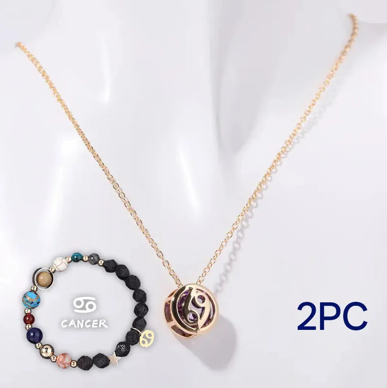 Natural stone beaded necklace and matching bracelet jewellery set in coordinated style