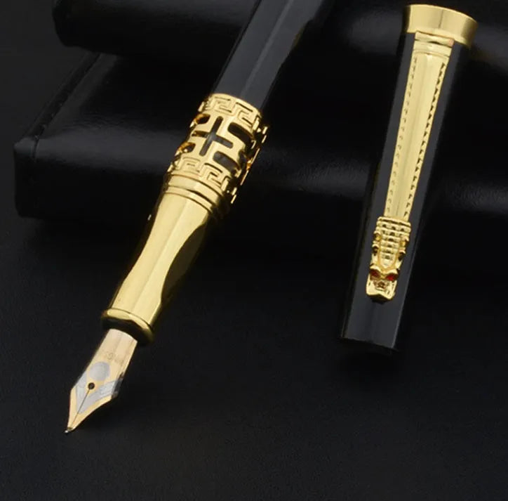 Traditional Chinese style student calligraphy pen with metal holder and iridium tip nib in gift box