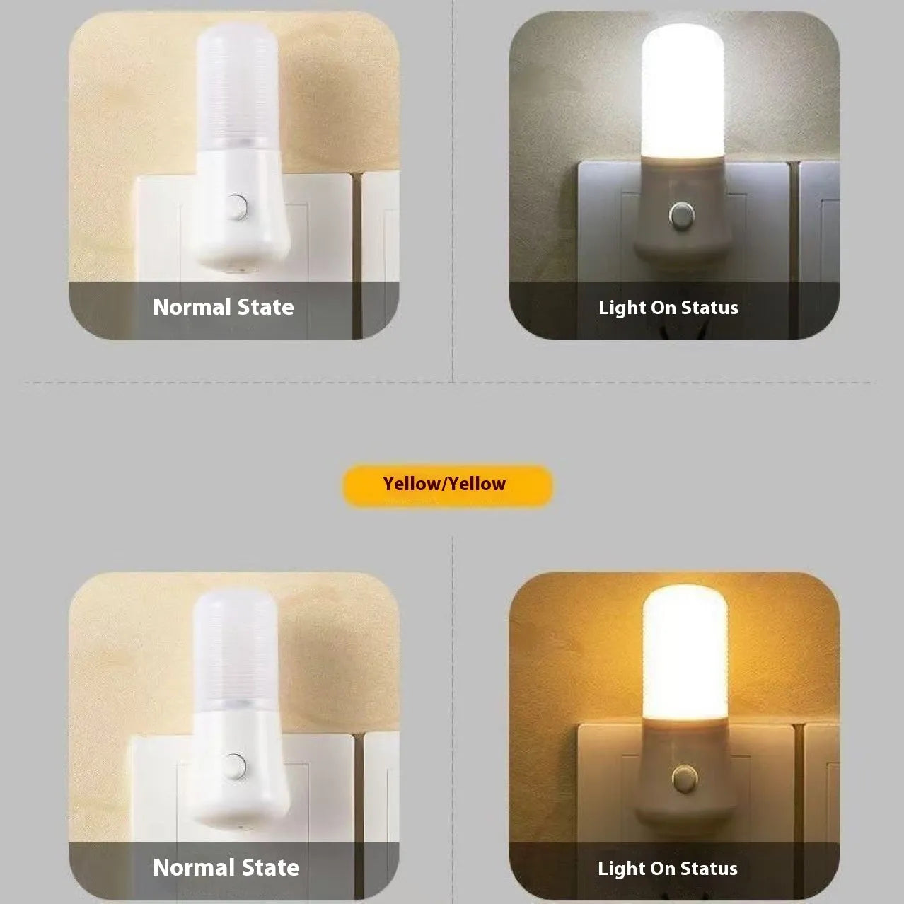 White minimalist plug-in bedside night light with American plug and switchable lighting