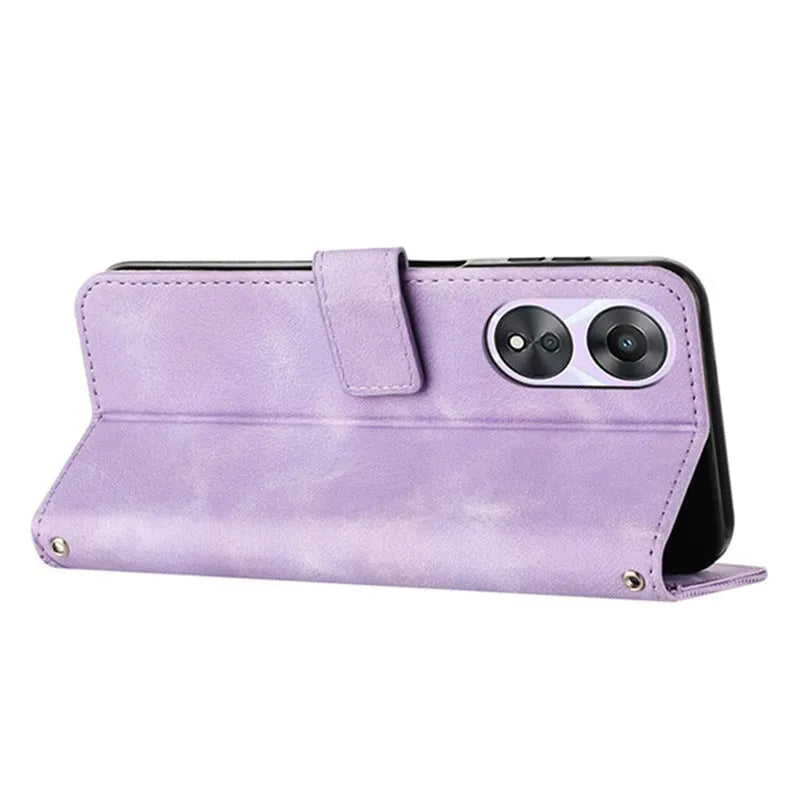 Phone case for Realme 11 5G with card holder crossbody strap in purple