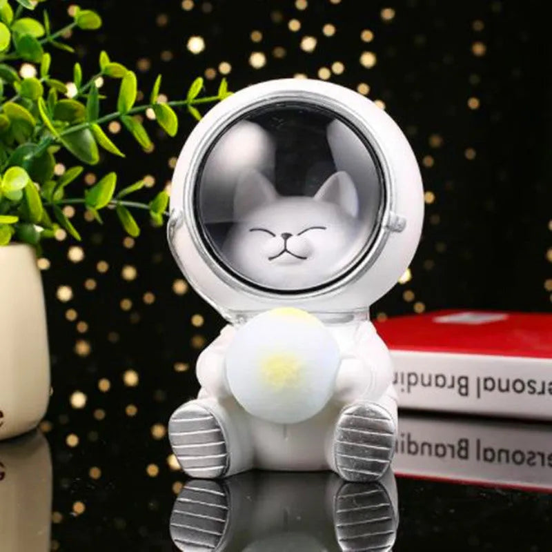Starry sky animal atmosphere night light with resin animal sculpture and LED illumination