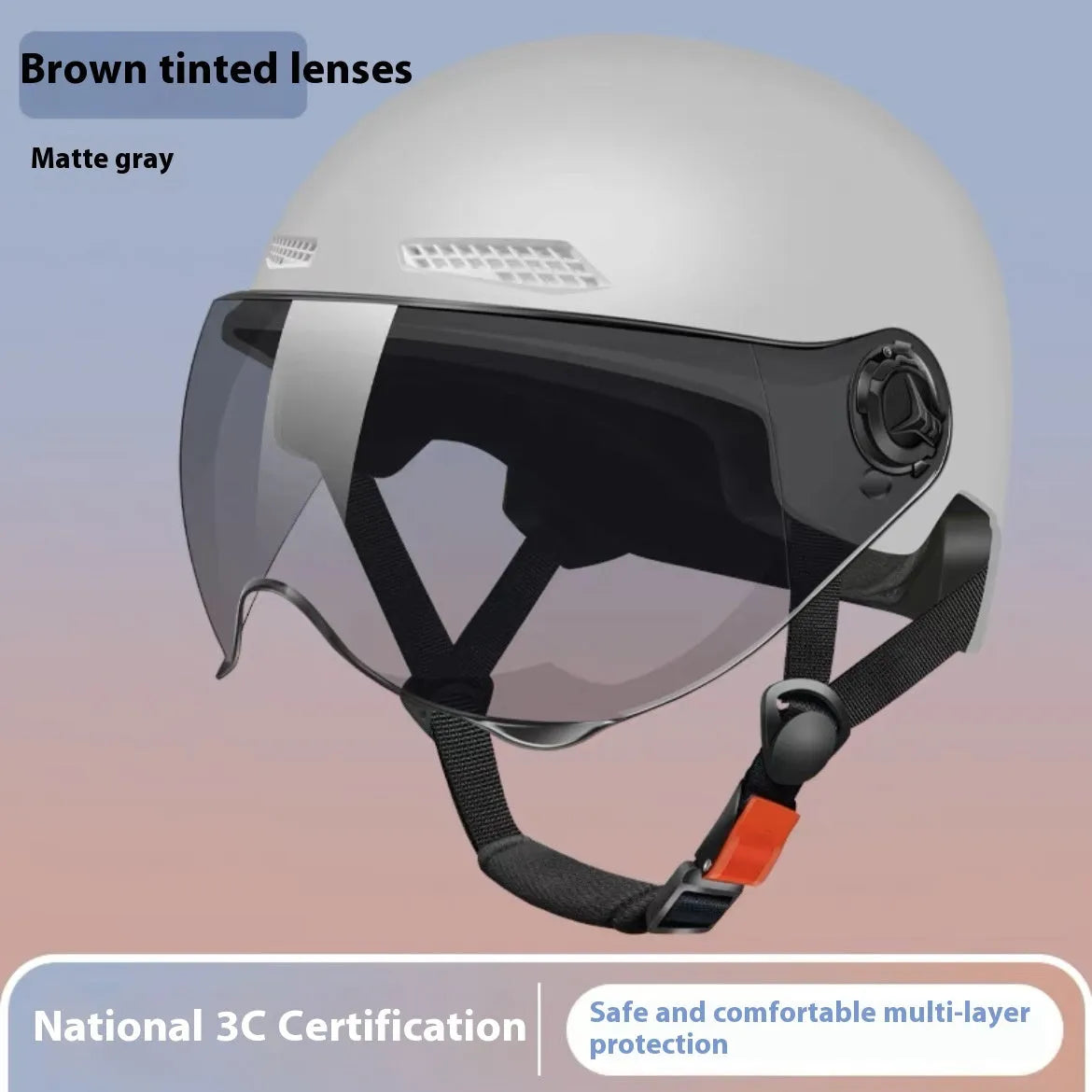 3C certified full-face electric motorcycle helmet with sun visor in light pink colour