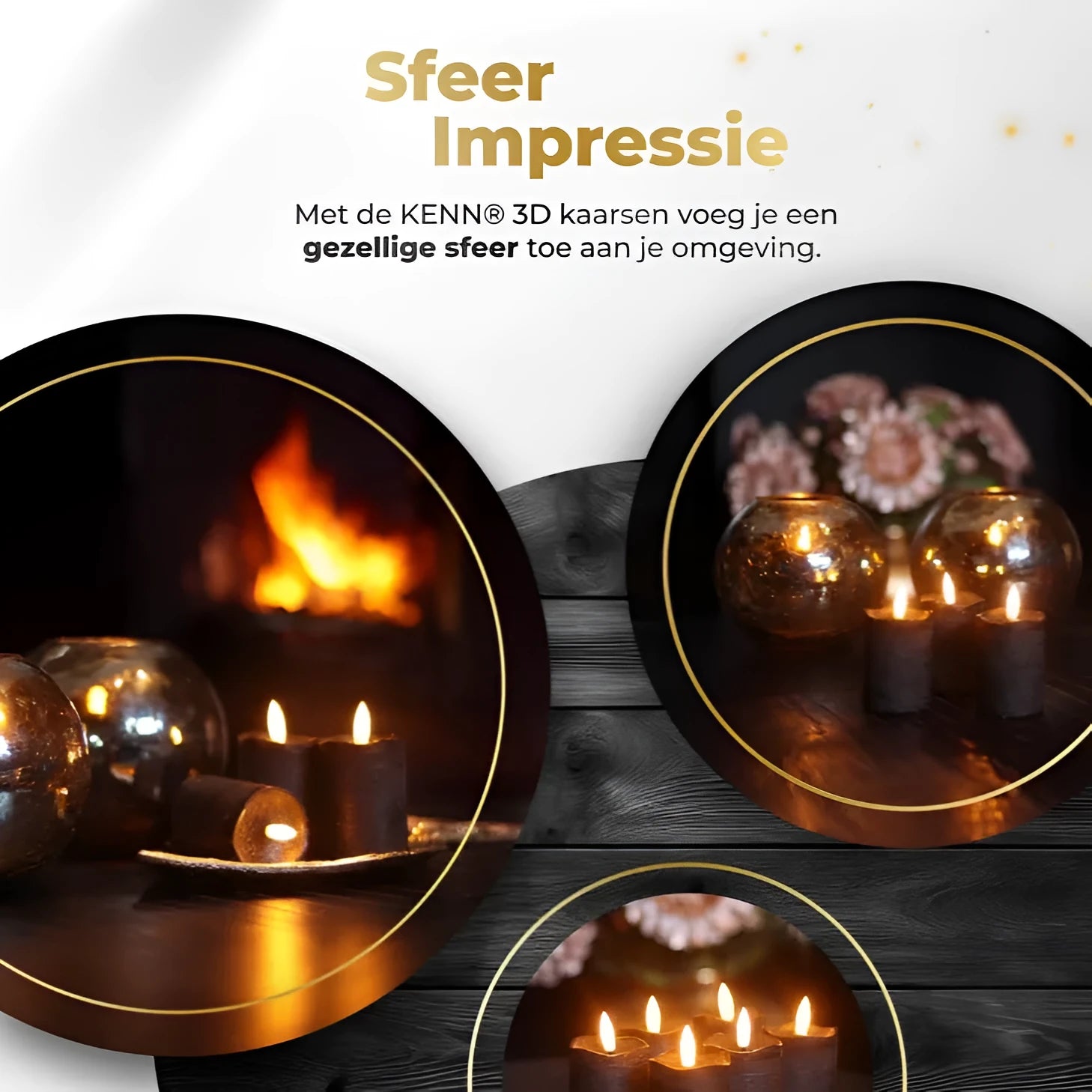 Black S6 model LED pillar candle with flickering flame effect, shown at its 5x7 cm size.