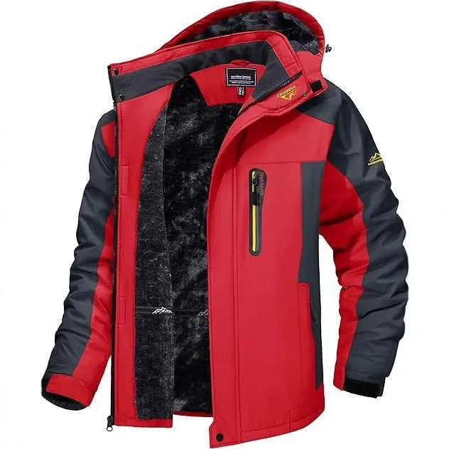Men's casual hooded coat in solid colour polyester, black option, extended sizes L to 9XL