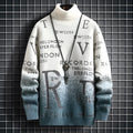 Men's gradient mink fleece turtleneck sweater in slim fit, high collar, nylon blend, colour rice and green