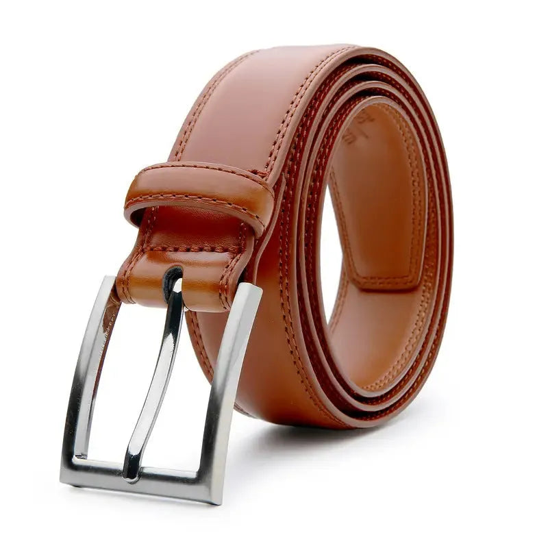 Men's genuine leather casual belt with an alloy buckle shown in a 95 grain pattern.