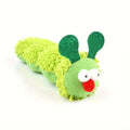 Green interactive plush cat toy pillow measuring 24cm long for battery-free play