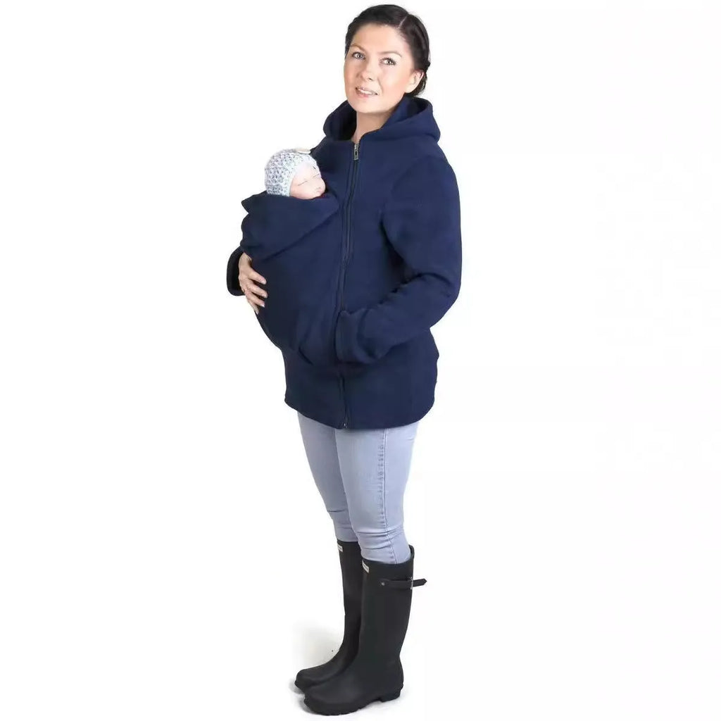 Red women's polar fleece sweater with loose fit and long sleeves for autumn winter wear