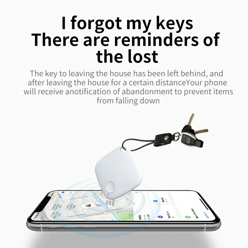 Small, colourful Bluetooth tracker tag for keys and wallet with two-way anti-lost alarm.