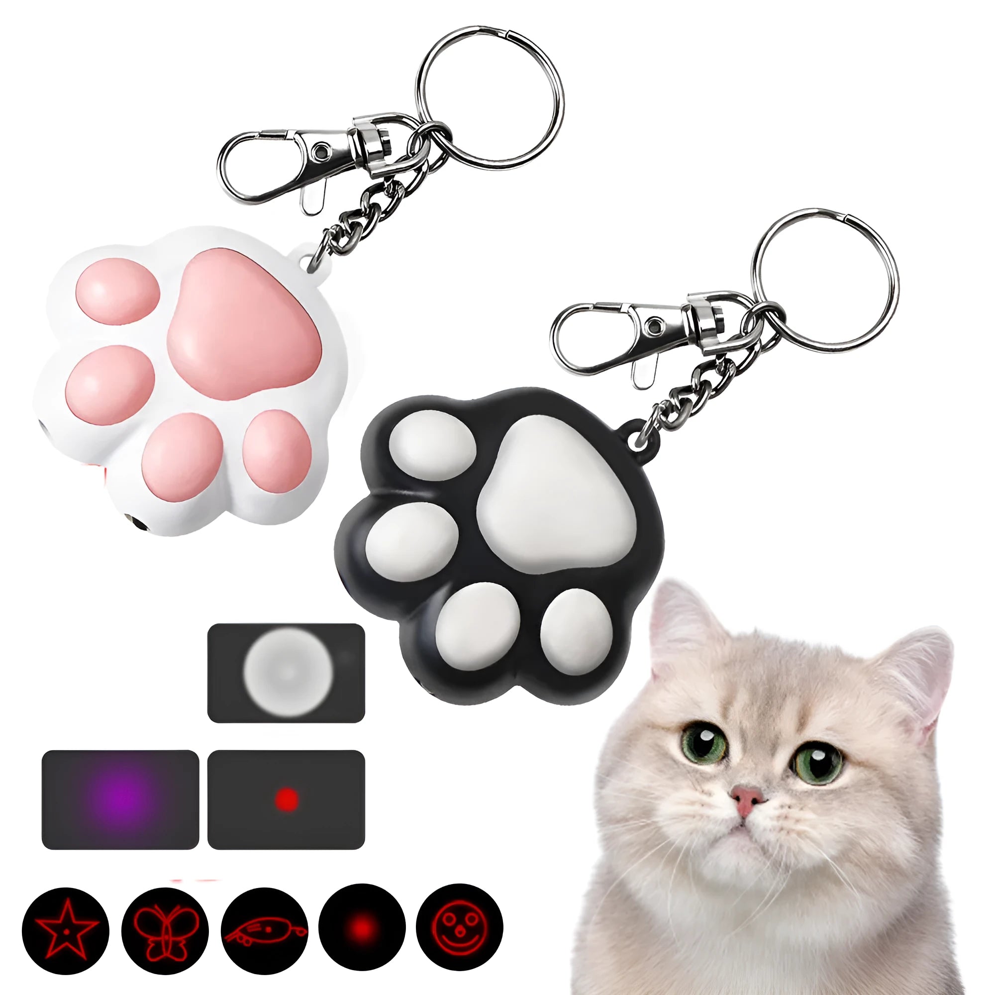 USB rechargeable infrared cat teaser toy with key chain attachment