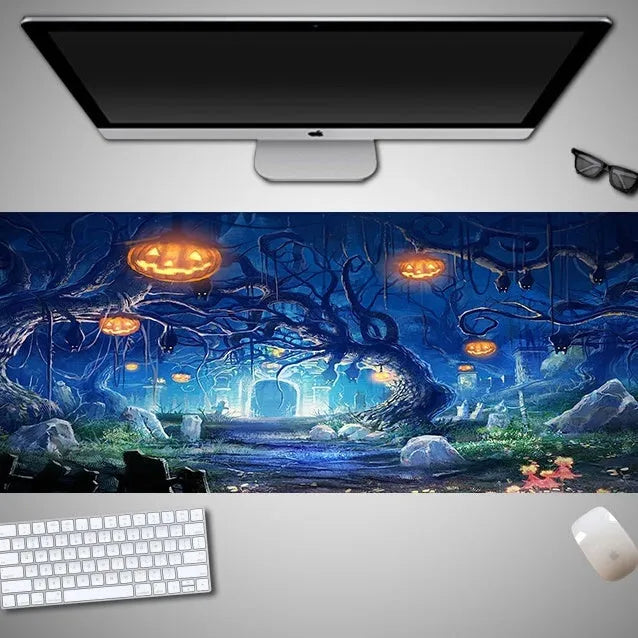 Halloween oversized mouse pad with non-slip rubber backing in various pattern designs