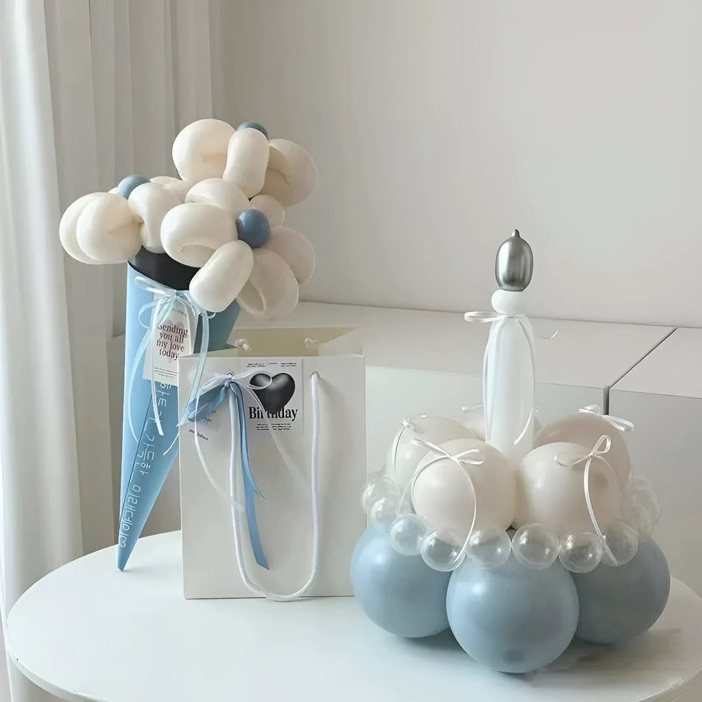 Finished balloon bouquet cake decoration DIY kit with round shape and colourful balloons