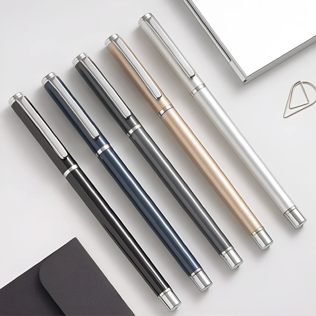 Black 0.5mm metal gel pen with 140mm length for office and school use