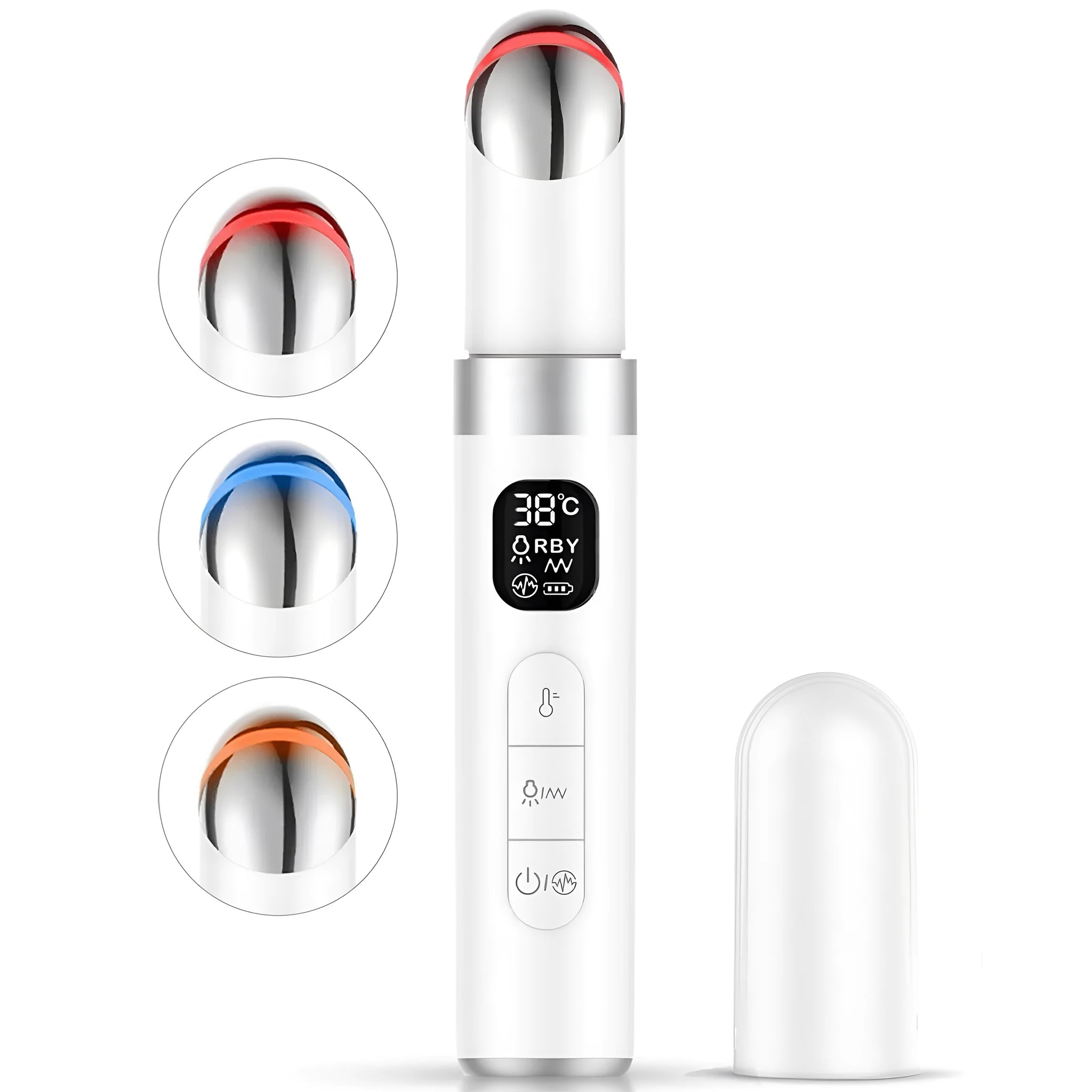 White eye bag removing massage instrument with colour light function for home facial massage