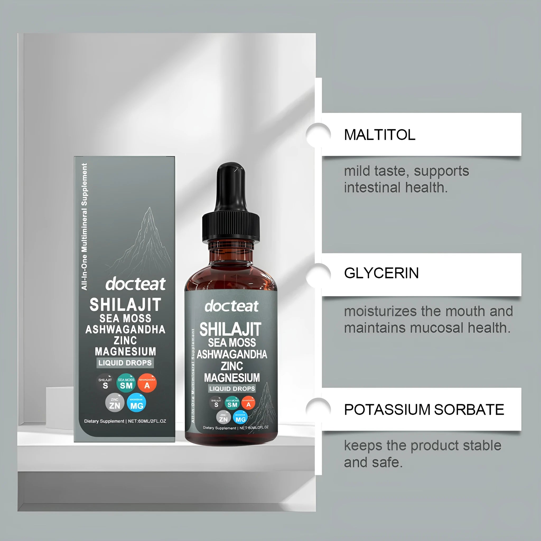 60ml Intestinal Balance Daily Dietary Supplement bottle with droplet dispenser