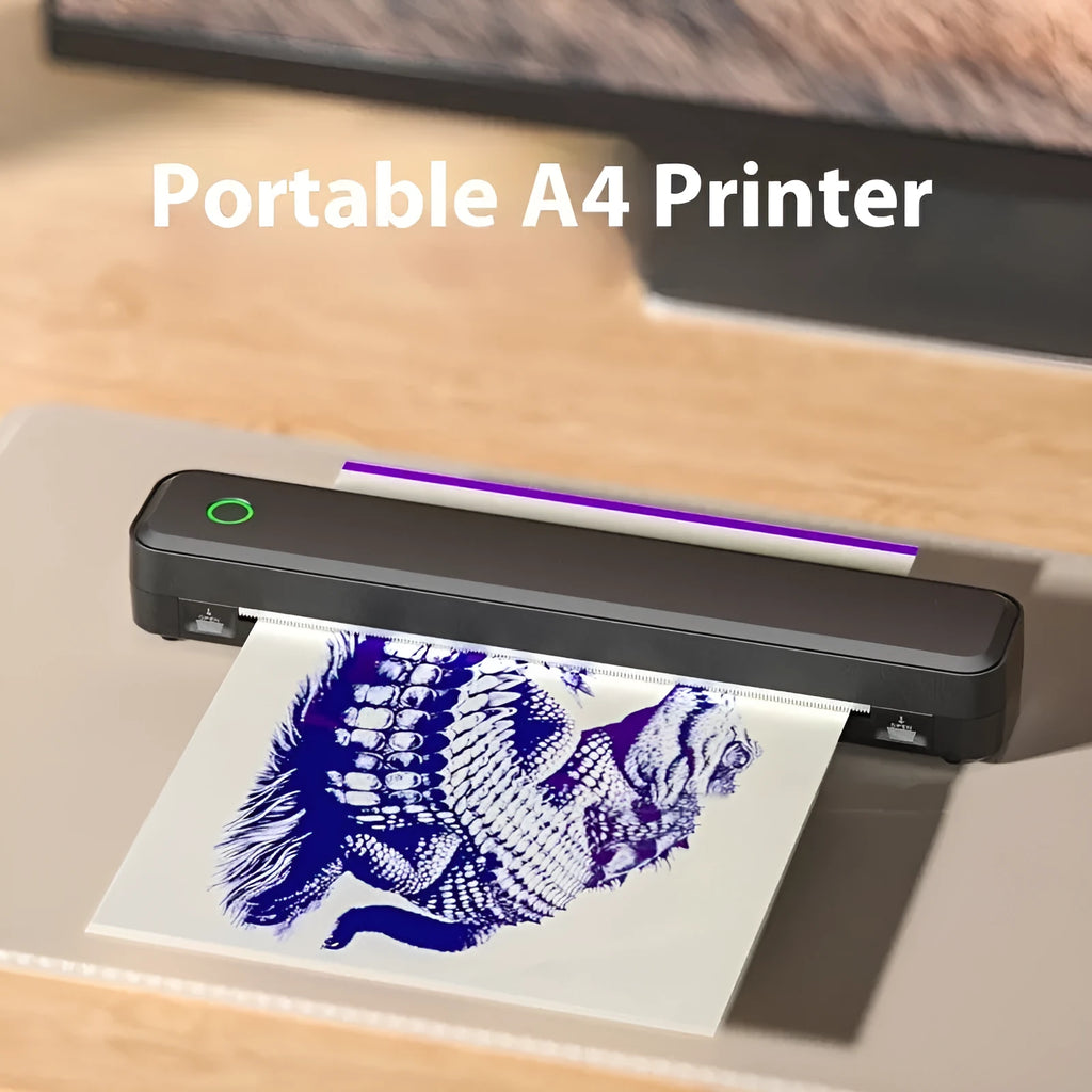 Compact Bluetooth thermal printer for mobile phones in black or white colour, 295mm length