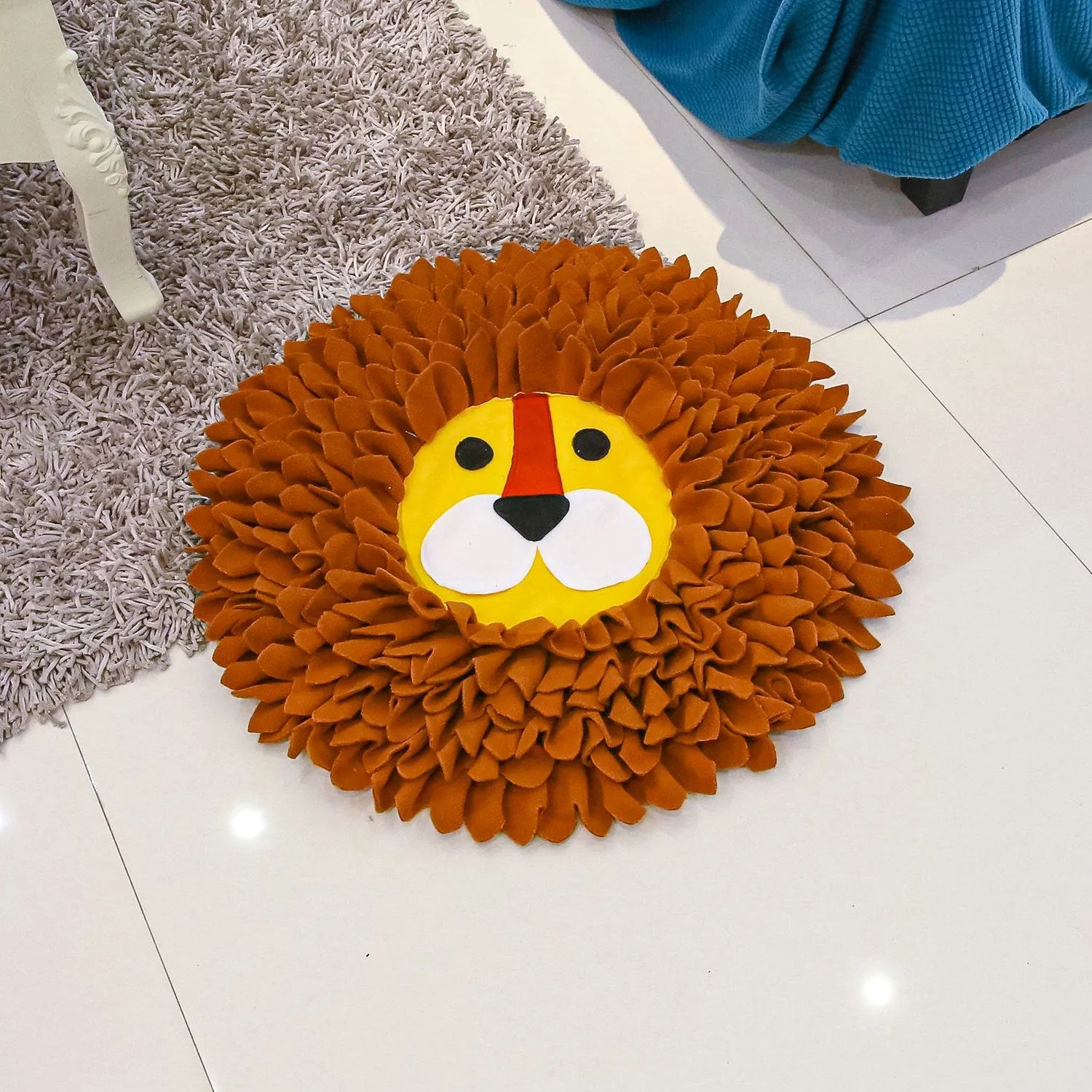 Brown Lion Sniffing Pad pet toy with textured surface for hiding dog and cat treats
