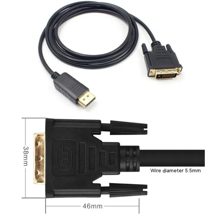 DP to DVI cable 1.8m copper DisplayPort to DVI24+1 adapter