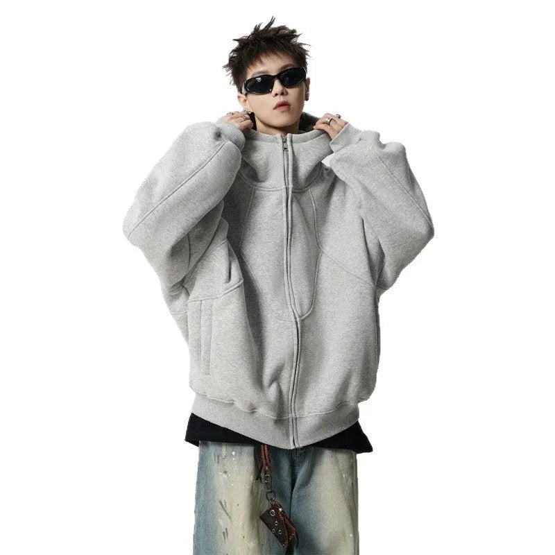 Loose fit black cardigan with side pockets, polyester fibre, drop-shoulder sleeves, available in sizes M to 3XL