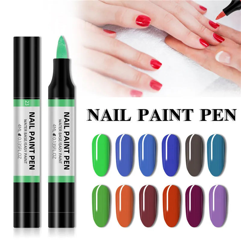 Water-based nail polish pen in 24 colours for 3D painting flower art, includes Light green, Orange, Wine red, and more shades