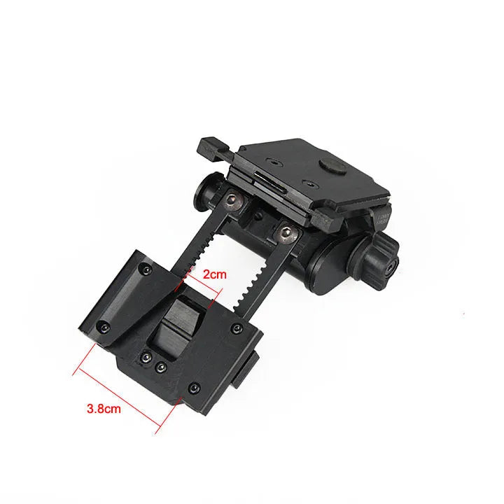 Metal alloy L4 G24 NVG fast helmet mount with OPS breakaway base in dark earth colour.