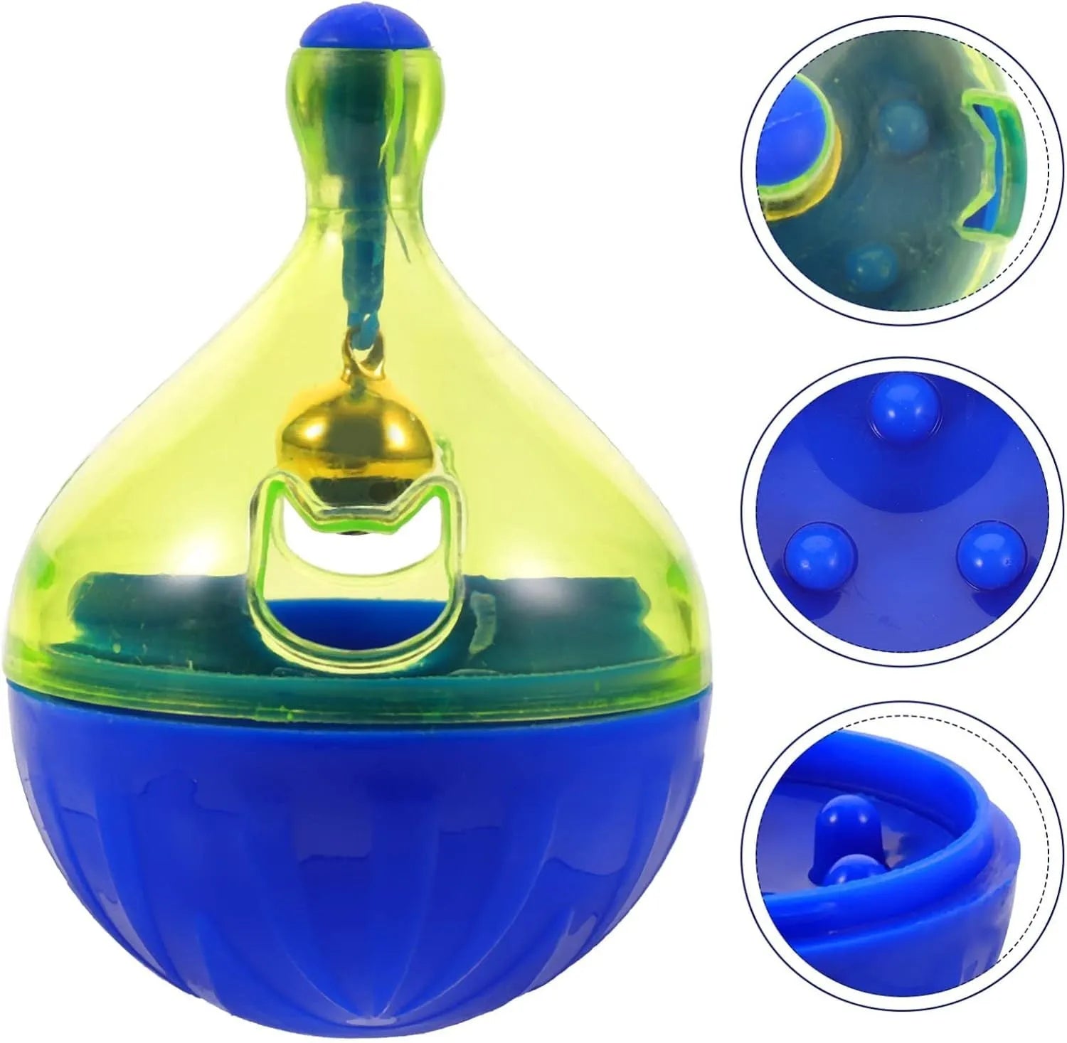 Small pet treat tumbler dispenser toy for dogs and cats with interactive food puzzle design