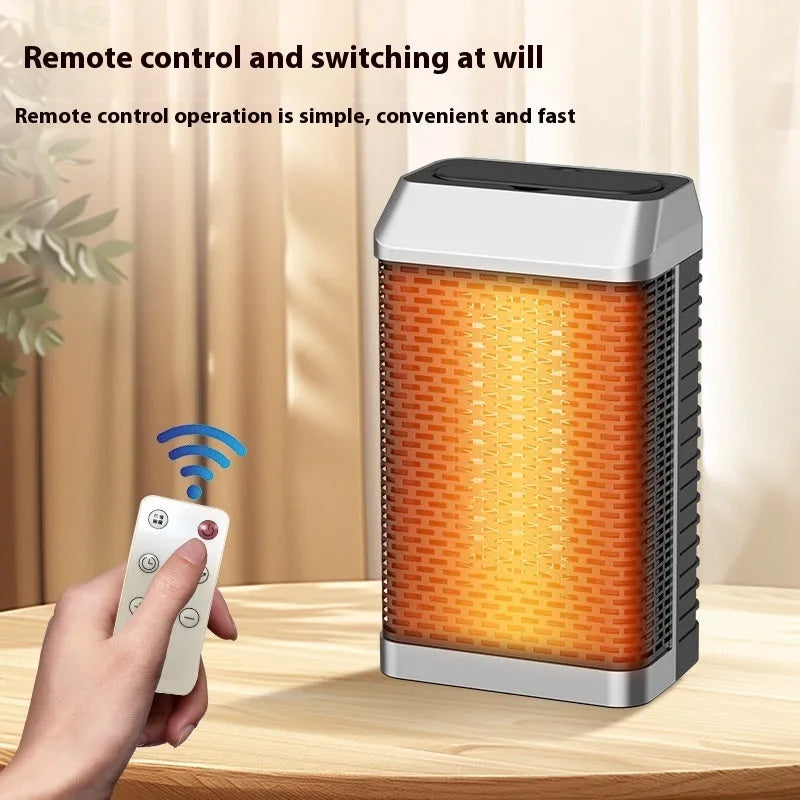 Black remote control desktop heater with compact dimensions for small room heating