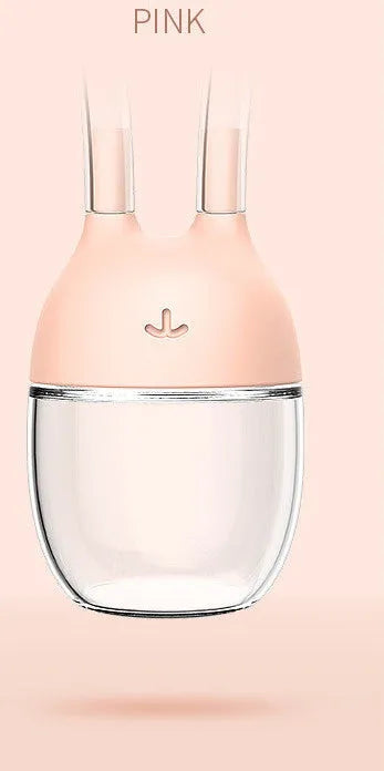 Mouth suction baby nasal aspirator with silicone soft tip and transparent storage tank in pink or light blue