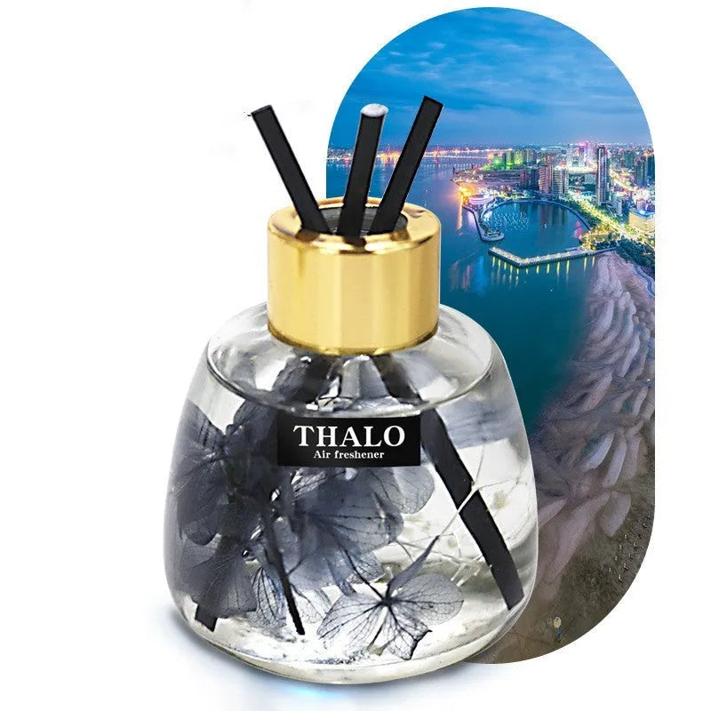 Glass bottle car fragrance ornament with loose incense for vehicle scent control