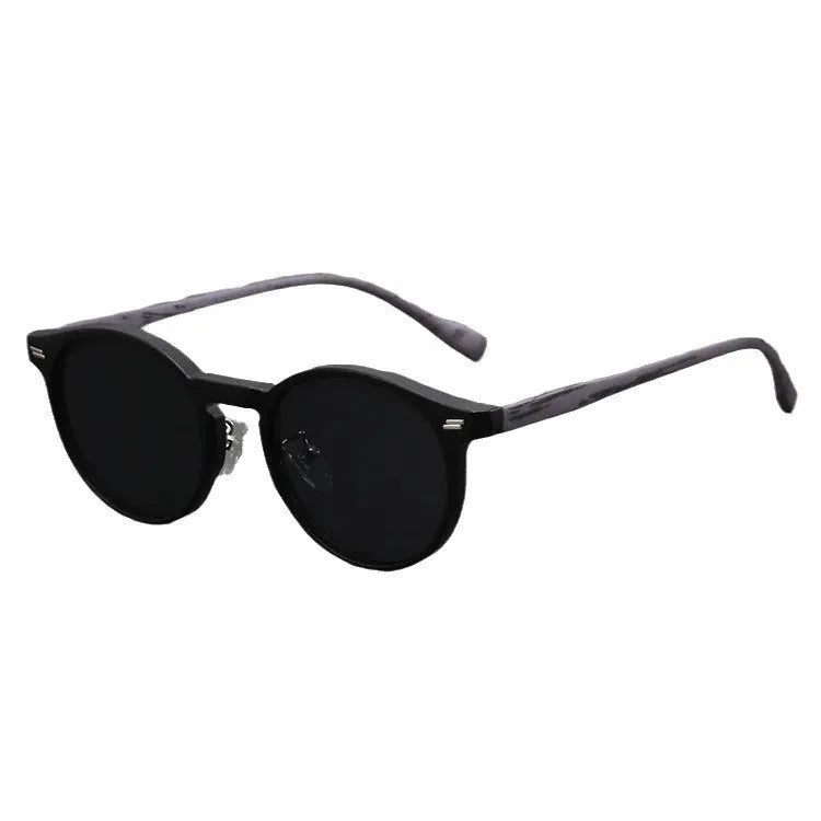 Retro frosted round rim sunglasses with UV protection in multiple colour options including leopard print frame