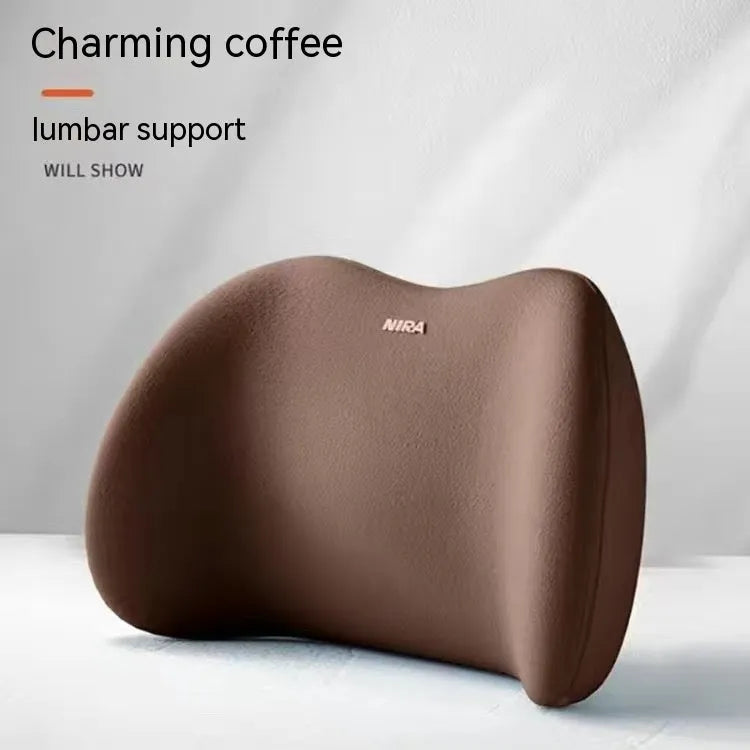 Car headrest and lumbar support pillow set with memory foam filling in five colour options