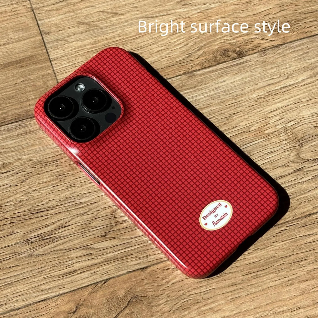 Original plain plaid iPhone 15 Pro Max phone case with anti-fingerprint surface