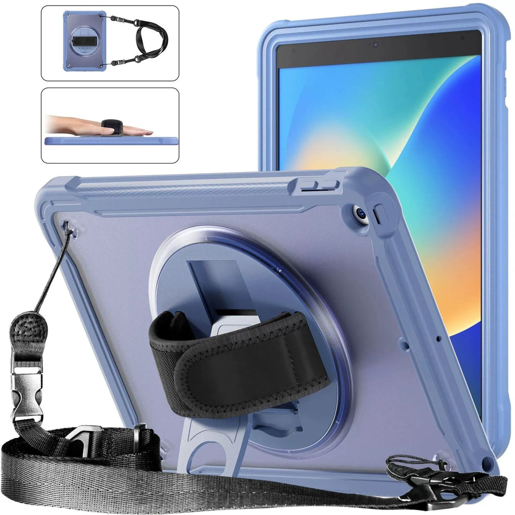 iPad Mini 6 tablet case with rotating bracket, lanyard, and bracelet in black colour