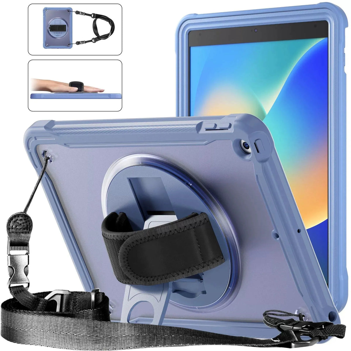 iPad Mini 6 tablet case with rotating bracket, lanyard, and bracelet in black colour