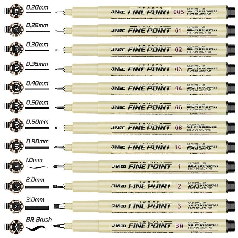 Cartoon syringe style needle pen with waterproof hook line art design for drawing and sketching